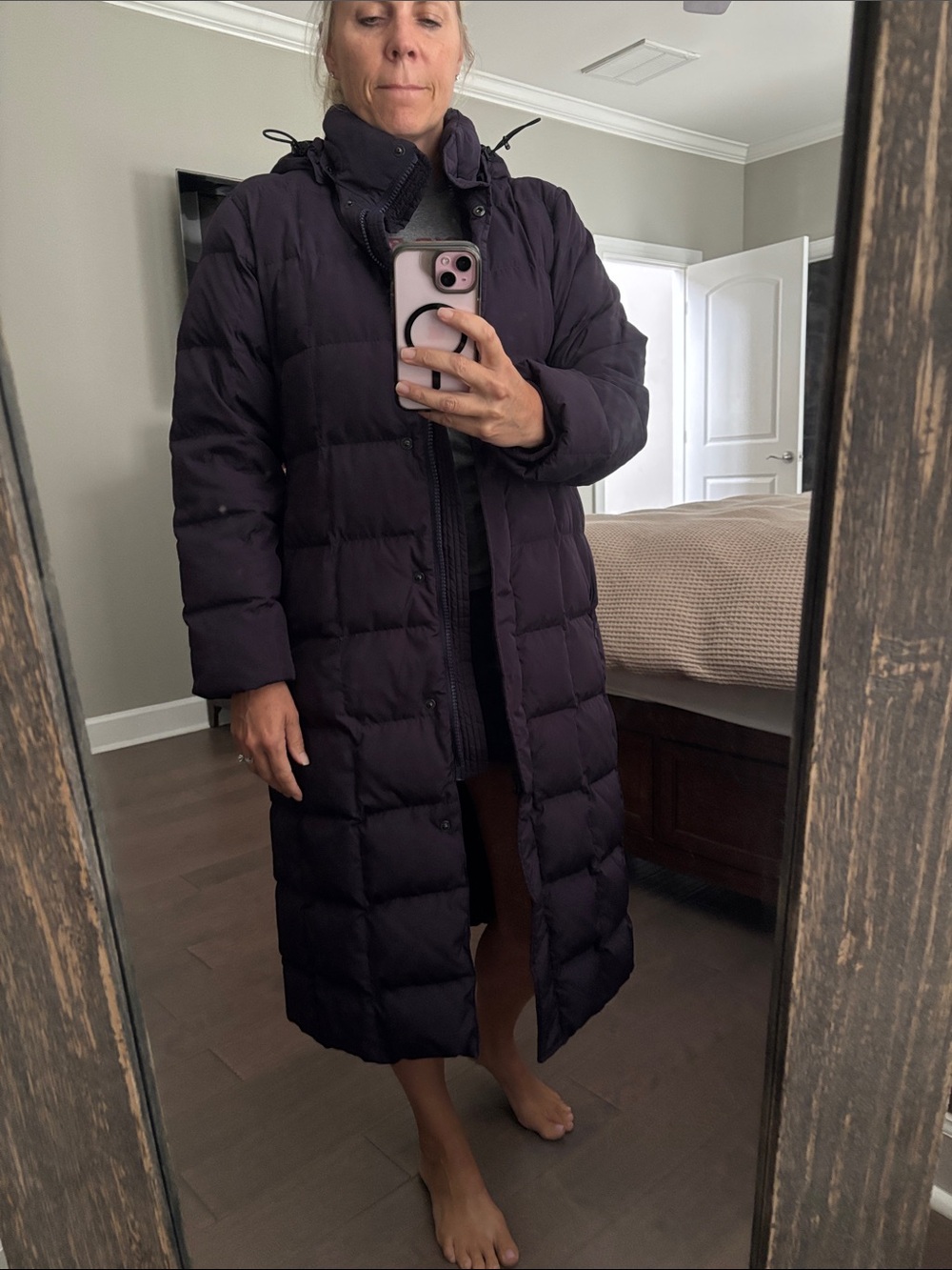 Lands' End Long Quilted Hooded Puffer Coat - Plum